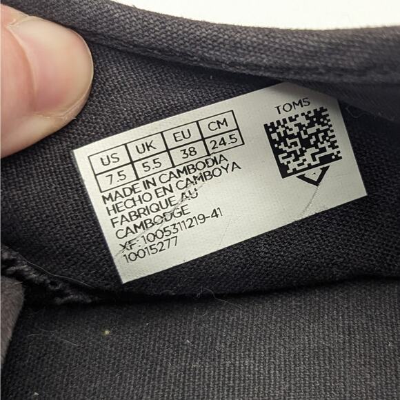 TOMS Cordones Boardwalk Black Canvas Lace Up Fashion Sneakers Women's Size 7.5 - Picture 9 of 10